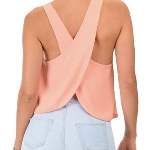 Plus size light peach/ivory cross back tank